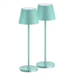 ONEWISH - 2-Pack 15" Touch-Control Cordless LED Table Lamp – Modern Holiday Décor, Gift for Family & Friends - Green