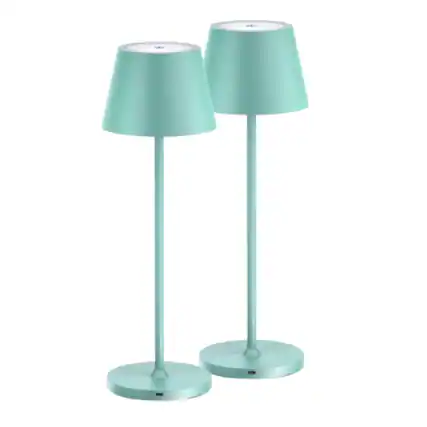 Front. ONEWISH - 2-Pack 15" Touch-Control Cordless LED Table Lamp – Modern Holiday Décor, Gift for Family & Friends - Green.
