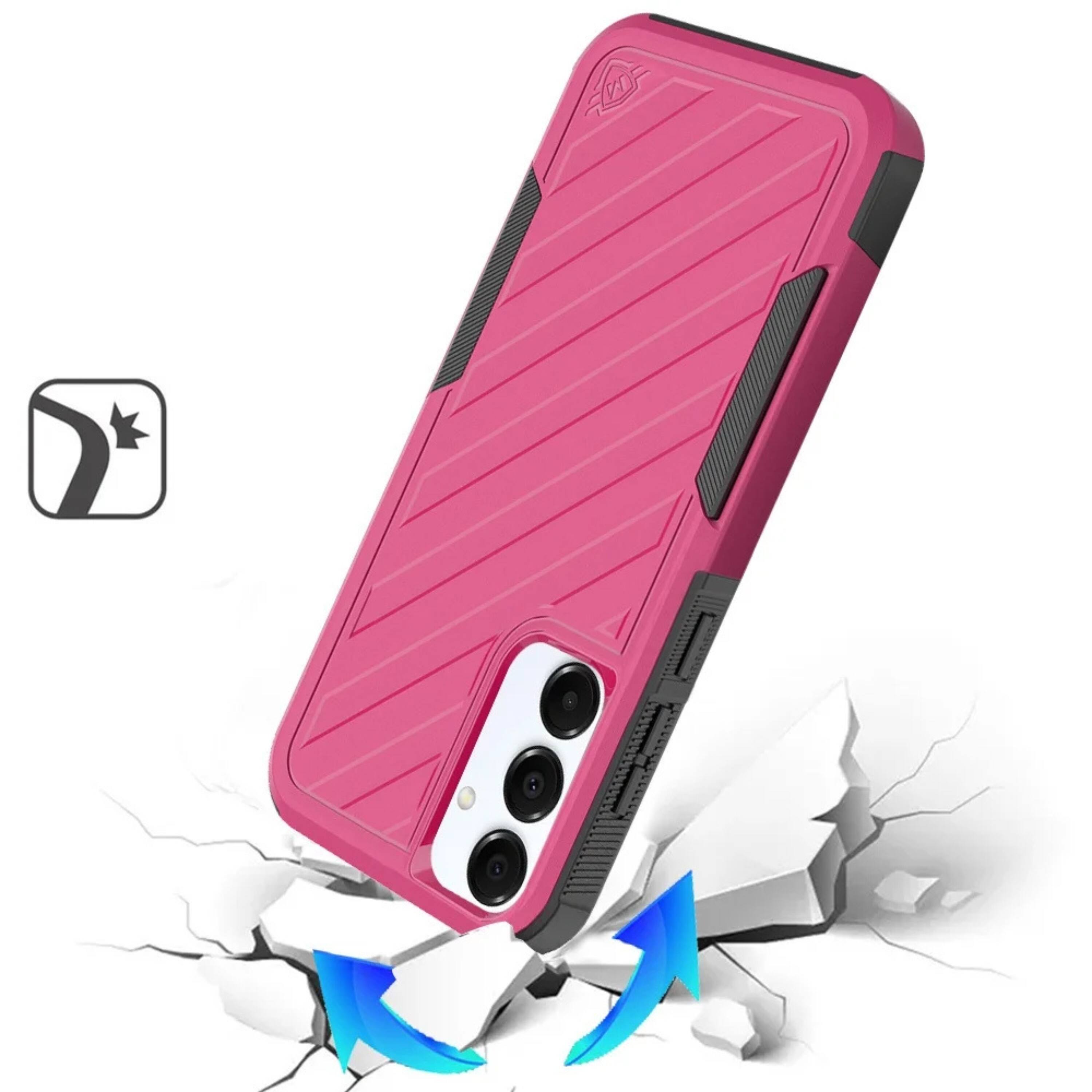 Back. Kitcheniva - Shockproof Rugged Case For Samsung S25 Plus S24 Plus Dual Layer Design Hot Pink - Pink.