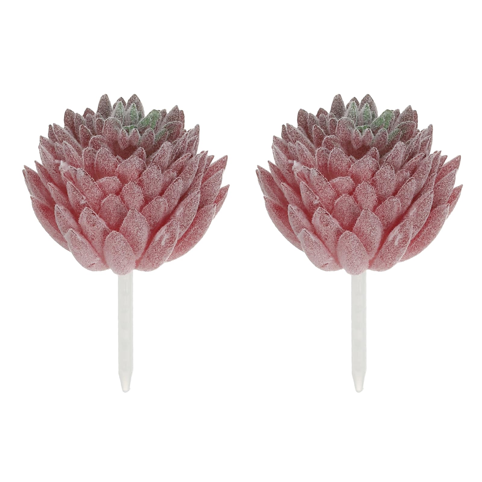 Unique Bargains - Artificial Succulent Plants 2pcs Small Realistic Fake Succulents Colorful Faux Flocking Flowers for Home Decoration - Fuchsia