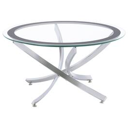 Coaster Co. of America - Brooke Round Glass Top Coffee Table Metal Base Chrome - Silver