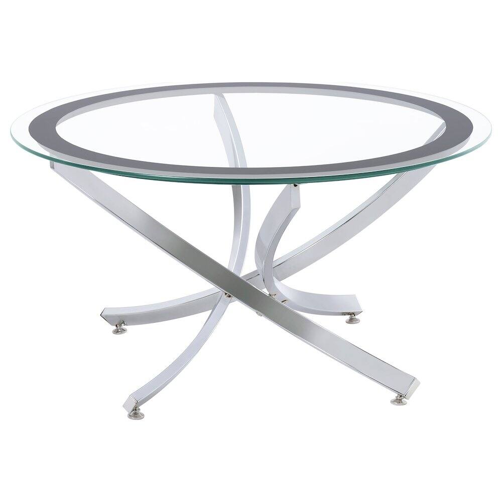 Alt View 2. Coaster Co. of America - Brooke 2-piece Round Glass Top Coffee Table Set Chrome - Silver.