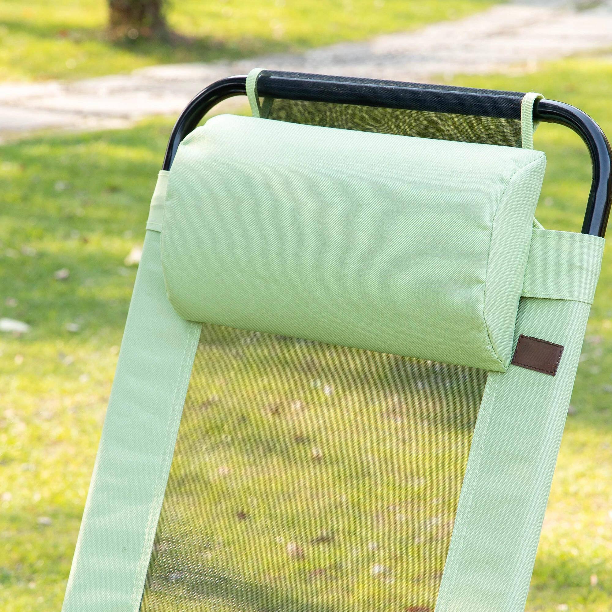 Left. Resenkos - Resenkos Folding Patio Dining Chairs Set Of 2 - Black Outdoor Deck Chairs With Adjustable Sling Backs, Green - Green.