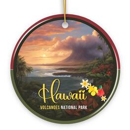 OrnamentallyYou - Hawaii Volcanoes National Park Retro Style Ornament Hawaii USA Tourist Attraction and Gift - Multi-colored