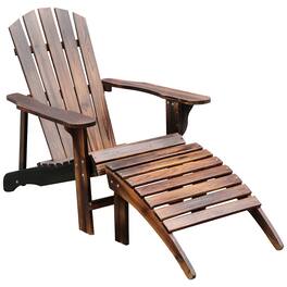 Outsunny - Wooden Adirondack Chair with Ottoman, Outdoor Fire Pit Chair, Patio Lounge Chair that Supports Up to 330 lbs - Rustic Brown