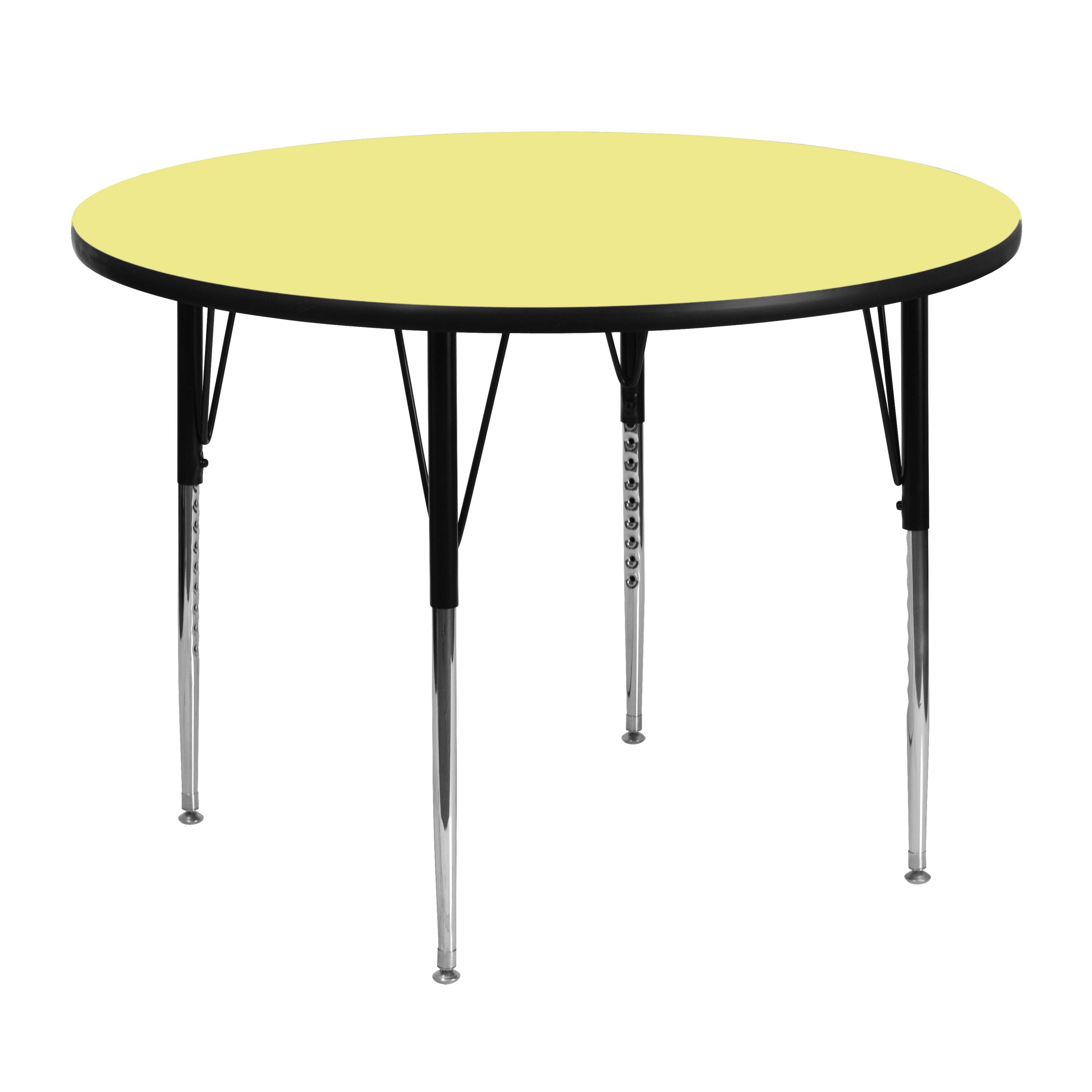 Front. Flash Furniture - Wren 48'' Round Yellow Thermal Laminate Activity Table - Standard Height Adjustable Legs - Yellow.