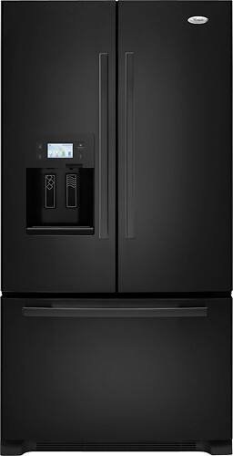 Front Standard. Whirlpool - 26.6 Cu. Ft. French Door Refrigerator with Thru-the-Door Ice and Water - Black.