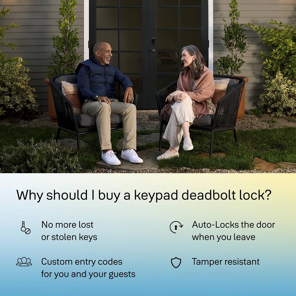 Why should I buy a keypad deadbolt lock?

- No more lost or stolen keys
- Auto-Locks the door when you leave
- Custom entry codes for you and your guests
- Tamper resistant