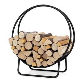 Mondawe - 20 Inch Round Heavy-duty Metal Curved Log Rack with Stand - Black