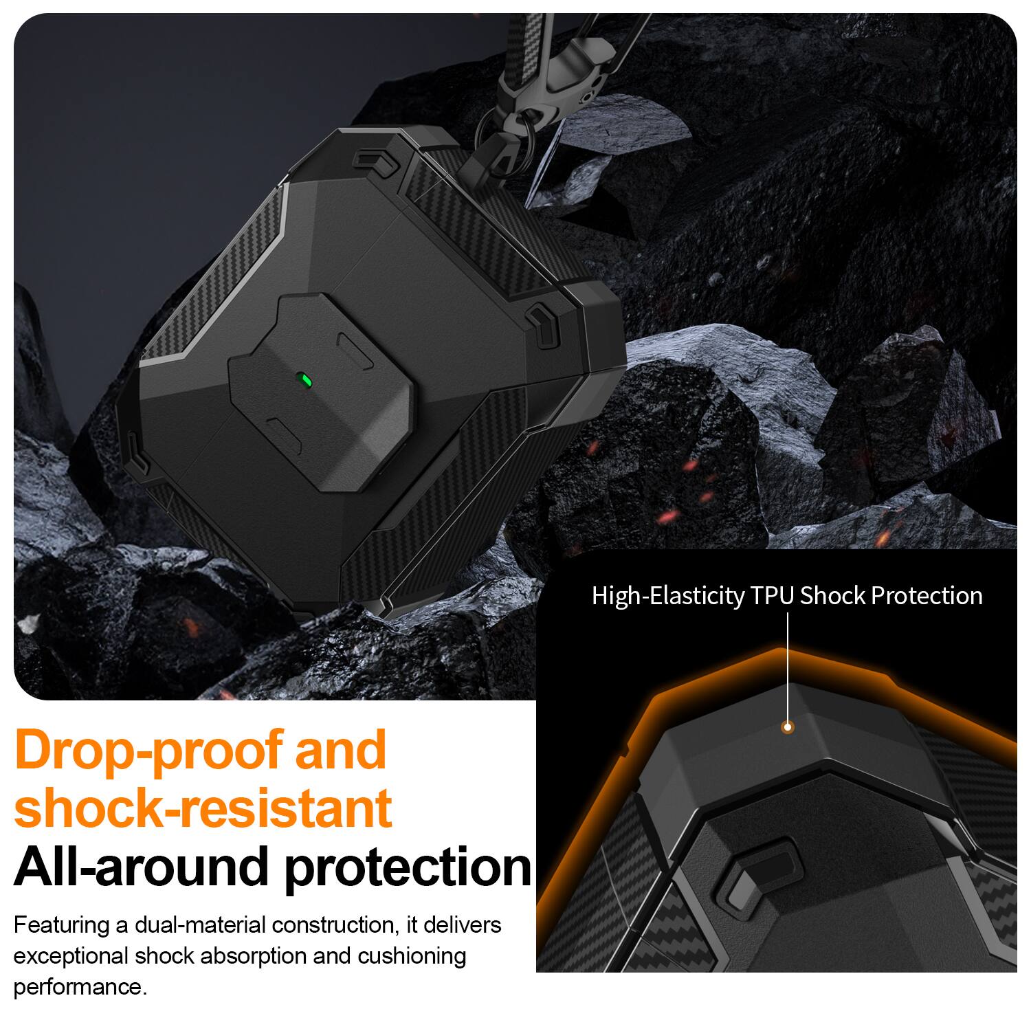 High-Elasticity TPU Shock Protection

Drop-proof and shock-resistant

All-around protection

Featuring a dual-material construction, it delivers exceptional shock absorption and cushioning performance.