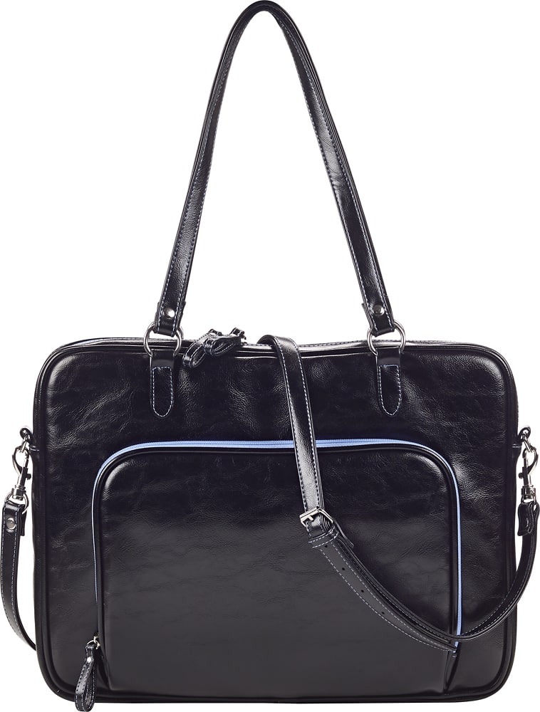 Front. Studio C - Fashionista Laptop Tote - Black/Light Blue.
