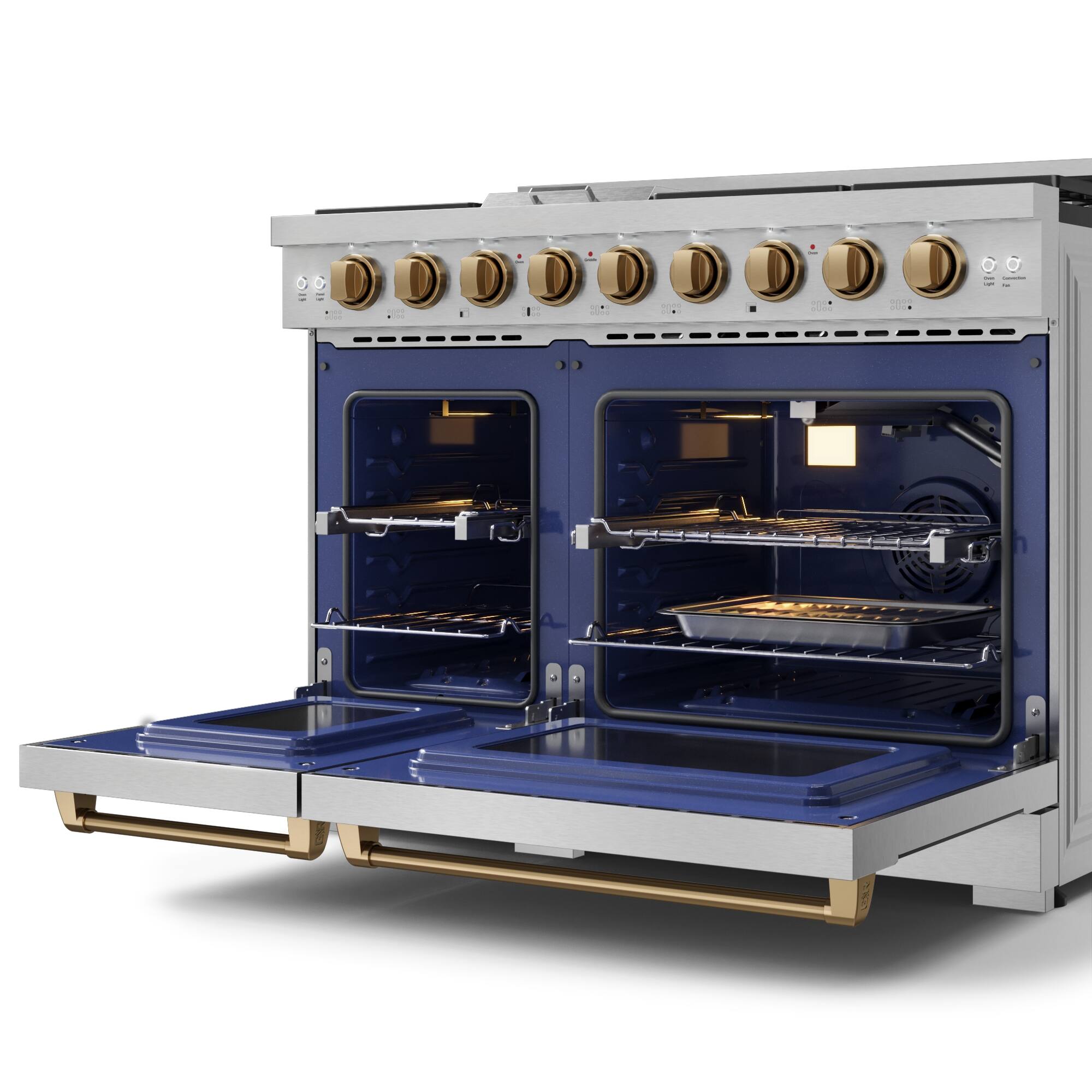 Alt View Zoom 13. Gordon Ramsay Series by Thor Kitchen 6.8 Cu. Ft Freestanding Gas Range with Bronze Hardware - Stainless Steel.