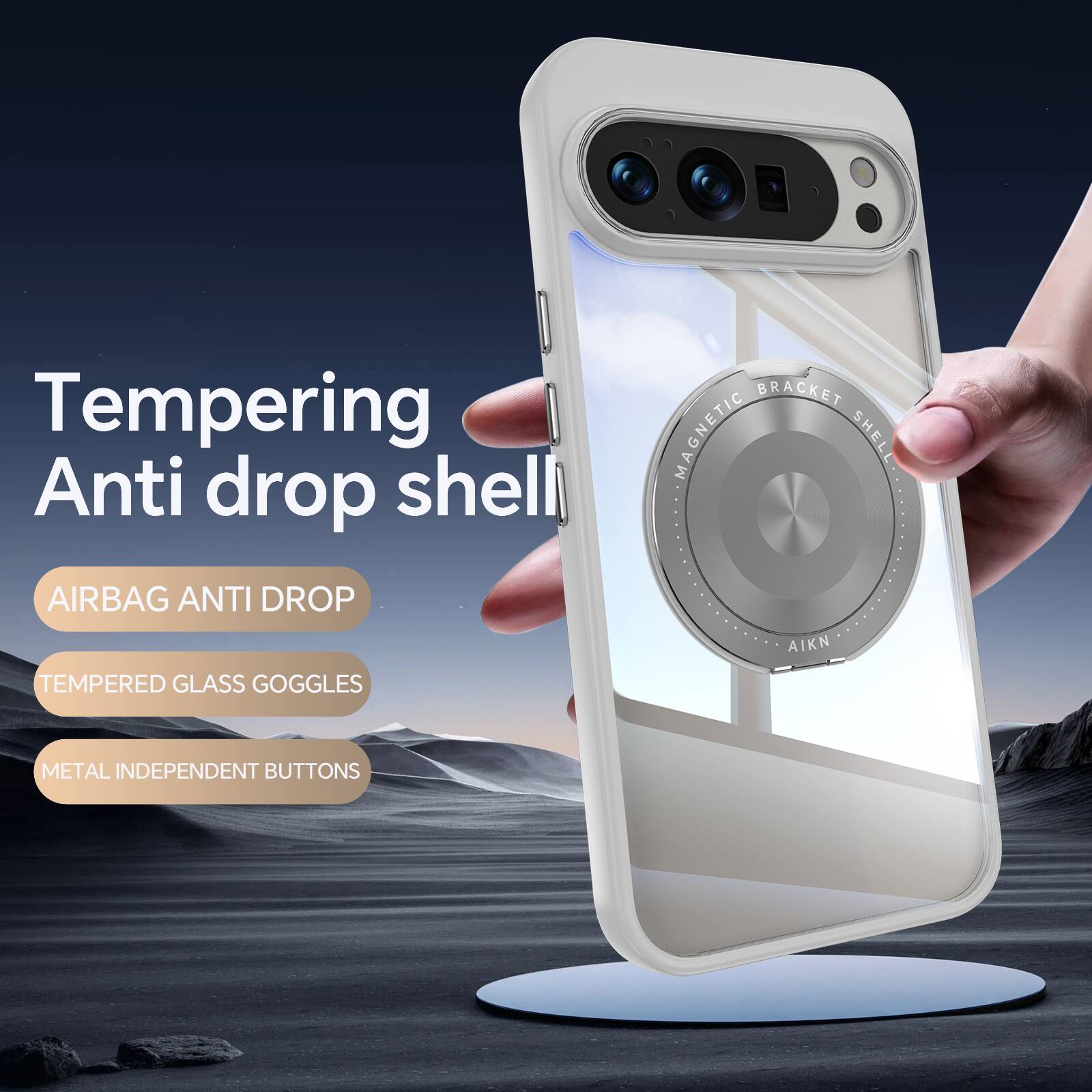 Tempering Anti drop shell  
AIRBAG ANTI DROP  
TEMPERED GLASS GOGGLES  
MAGNETIC BRACKET SHELL  
METAL INDEPENDENT BUTTONS
