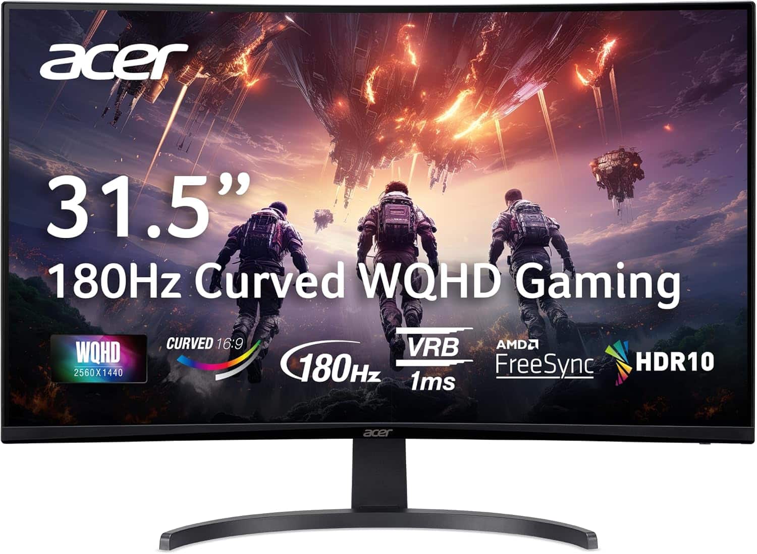 Acer - Refurbished Excellent - Refurbished Nitro EDA3 31.5" Curved LCD Gaming Monitor 180Hz 2560x1440 1ms Response Time - Black