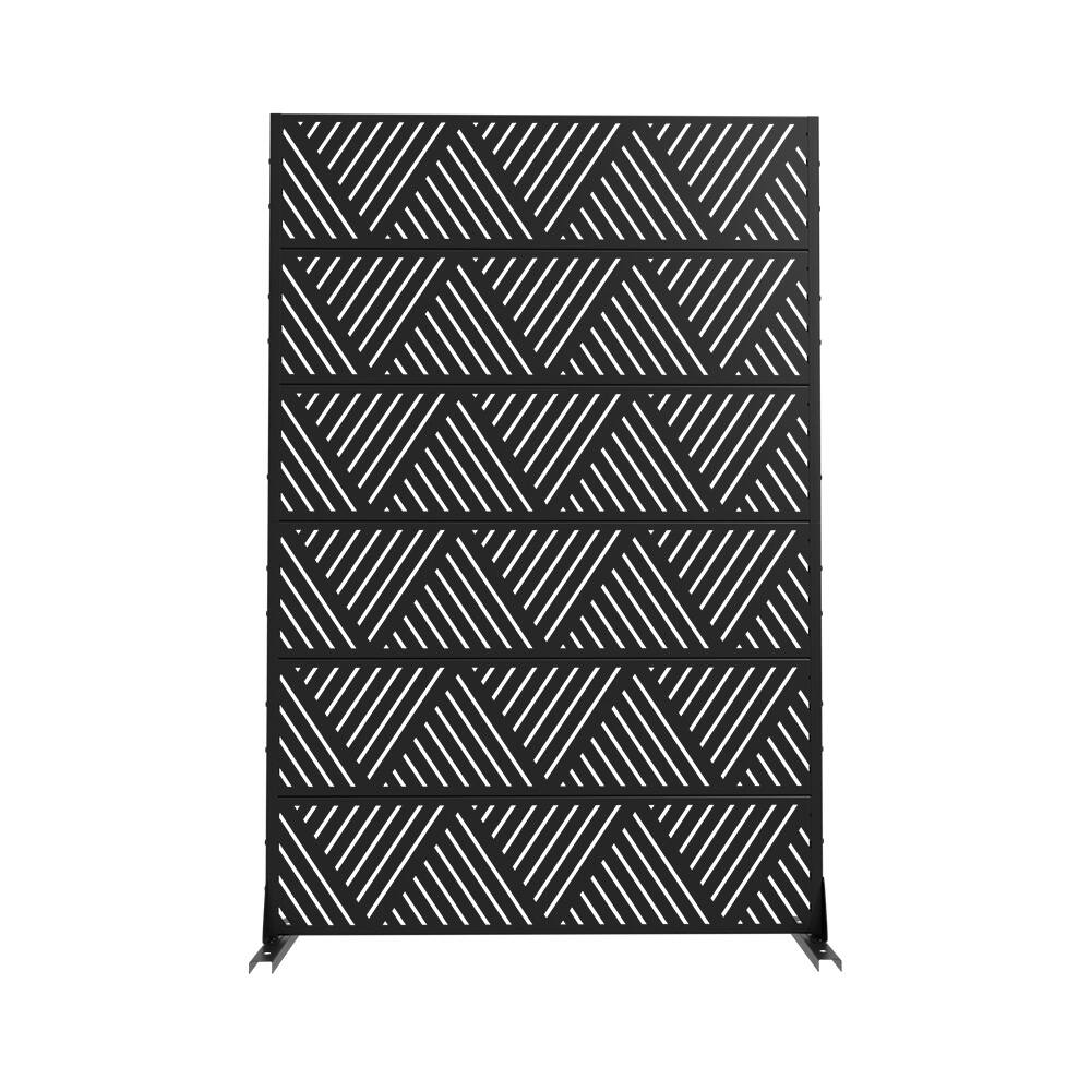 Angle. PexFix - 72 in. x 47 in. Triangle Pattern Metal Outdoor Privacy Screen & Panels, Freestanding Garden Divider Fence - Black.
