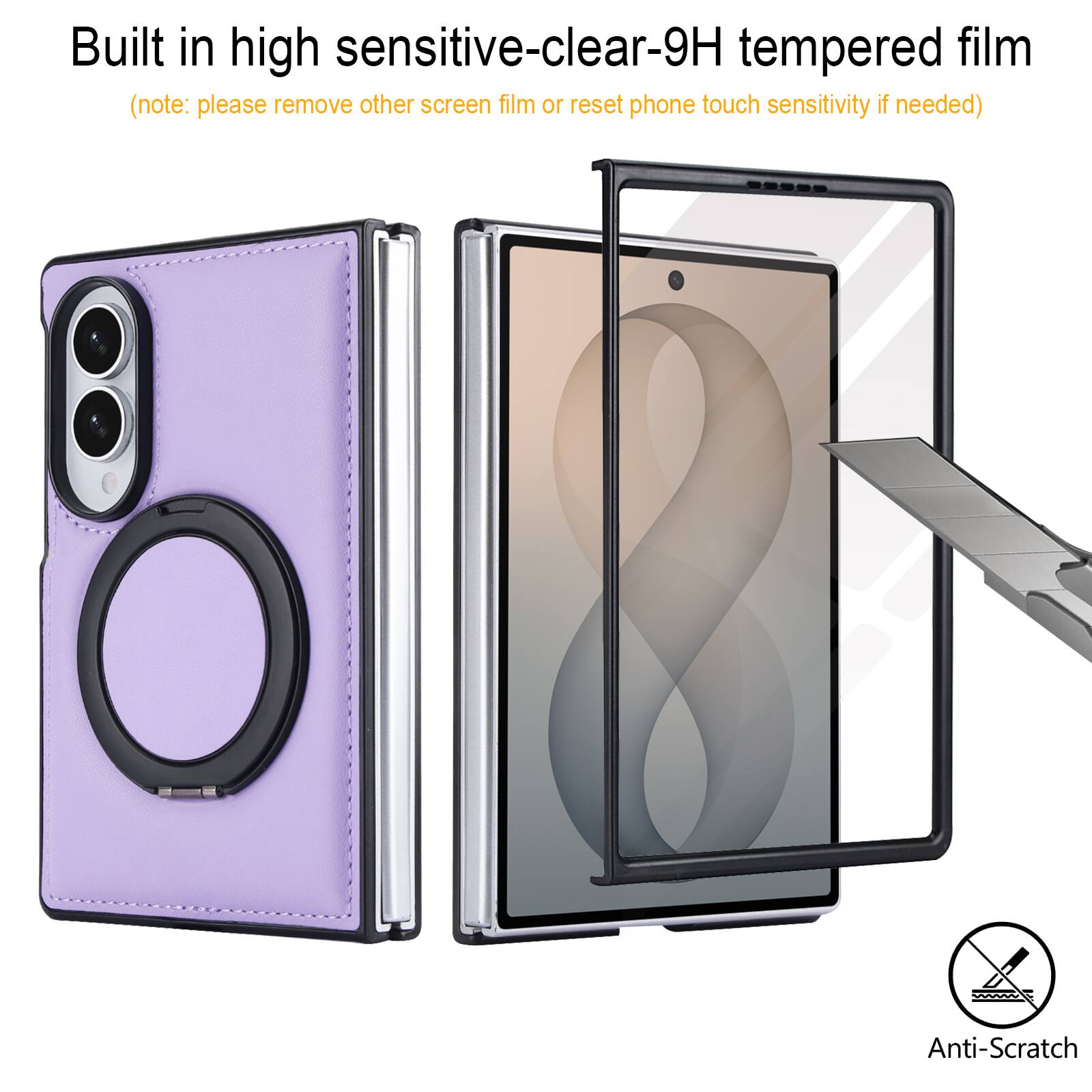 Built in high sensitive-clear-9H tempered film (note: please remove other screen film or reset phone touch sensitivity if needed)

Anti-Scratch