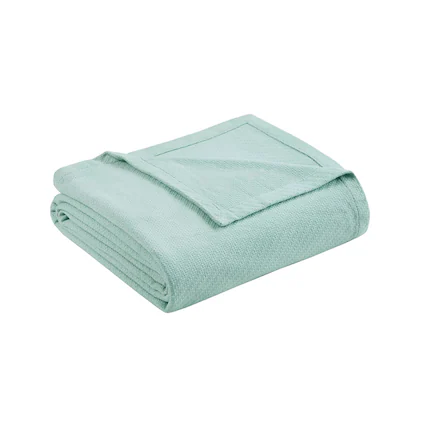 Front. Gracie Mills - Gracie Mills Janette Ring Spun Cotton Blanket - Seafoam.