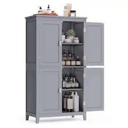 Songmics Home - Bathroom Floor Storage Cabinet, Bathroom Storage Unit, Cabinet with Doors, Adjustable Shelves, 11.8 x 23.6 x 43.3 Inches - Dove Gray