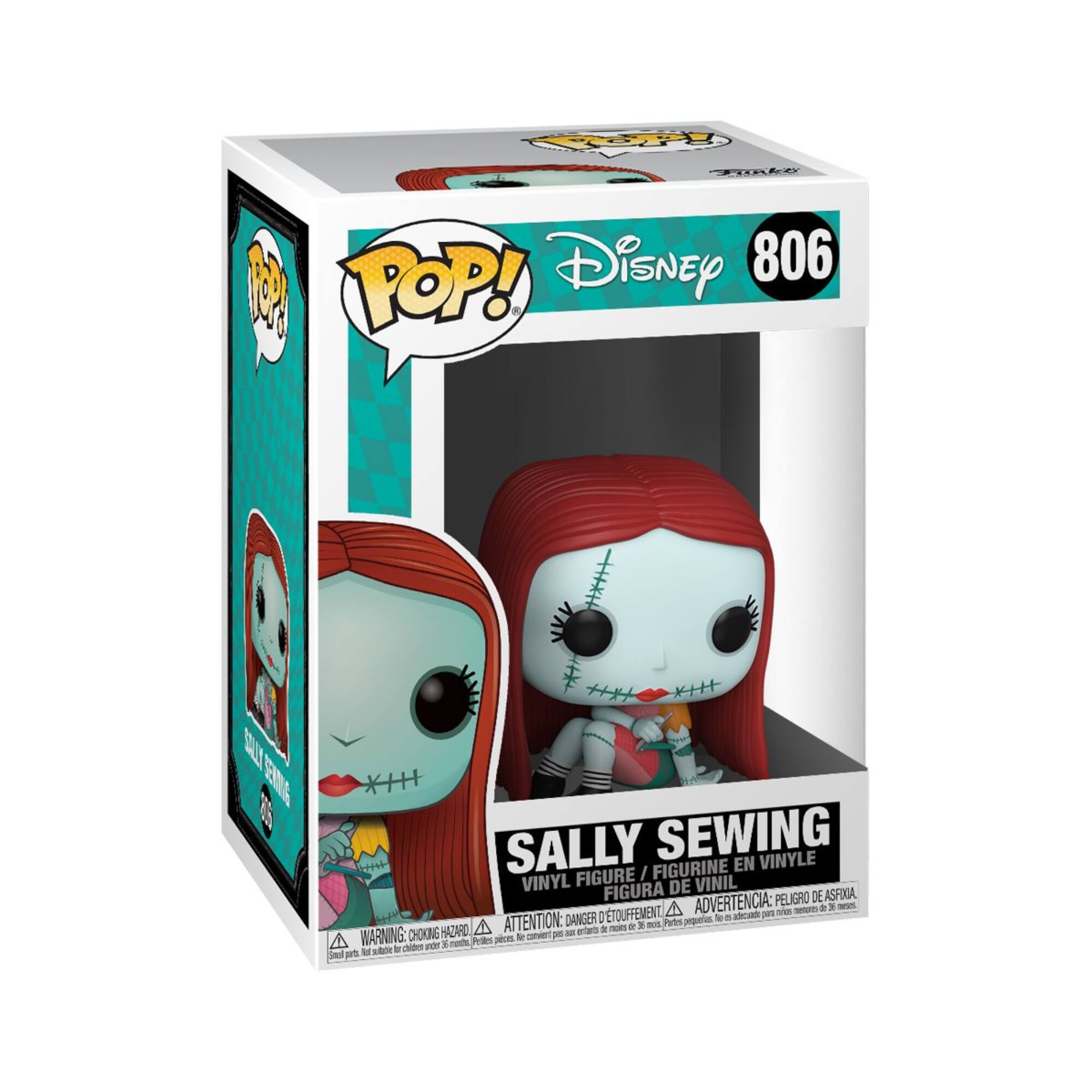 POP! Disney 806
SALLY SEWING VINYLE FIGURINE EN FIGURE / VINYL FIGURA DE VINIL PELIGRO DE ASFIXIA.
D'TOUFFEMENT A ADVERTENCIA: pequerus t adcade HAZARO ATTENTION: anters - moi a  - Pats WARNING: CHOKING t ser p - 1 mens Prites peos  - von u M sie 2