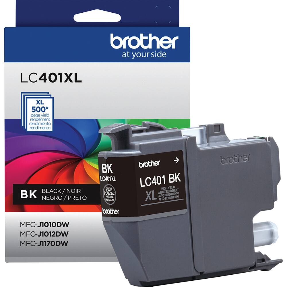 brother at your side LC401XL XL 500* page yield rendement rendimiento rendimento BLACK / NOIR B NEGRO / PRETO BK LC401XL PUSH POUSSEZ PRESONE PRESSIONE brother brother LC401 BK HIGH YIELD A HAUT RENDEMENT XL ALT LTO RENDIMIENTO ALTO RENDIMENTO brother MFC-J1010DW MFC-J1012DW MFC-J1170DW