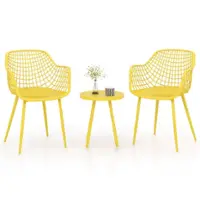 Costway 3 Piece Patio Bistro Set All Weather Heavy Duty Table and Chairs Set of 2 - Yellow - Front_Zoom