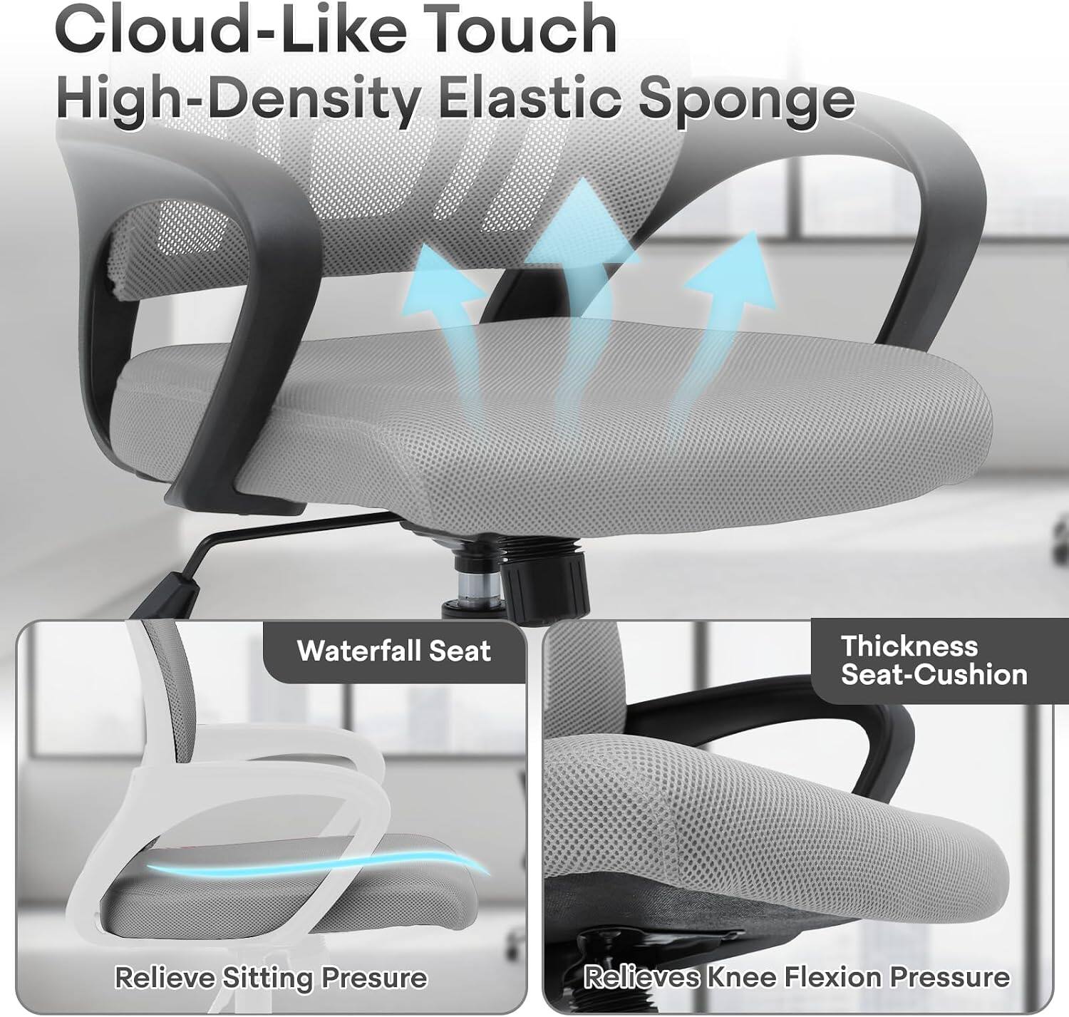 Cloud-Like Touch High-Density Elastic Sponge

Waterfall Seat
Thickness Seat-Cushion
Relieve Sitting Pressure
Relieves Knee Flexion Pressure
