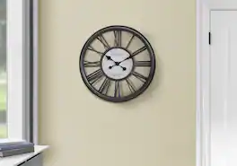 BreeBe - Clocks, 18' Round, Wall Clock, Antique Transitional - Black