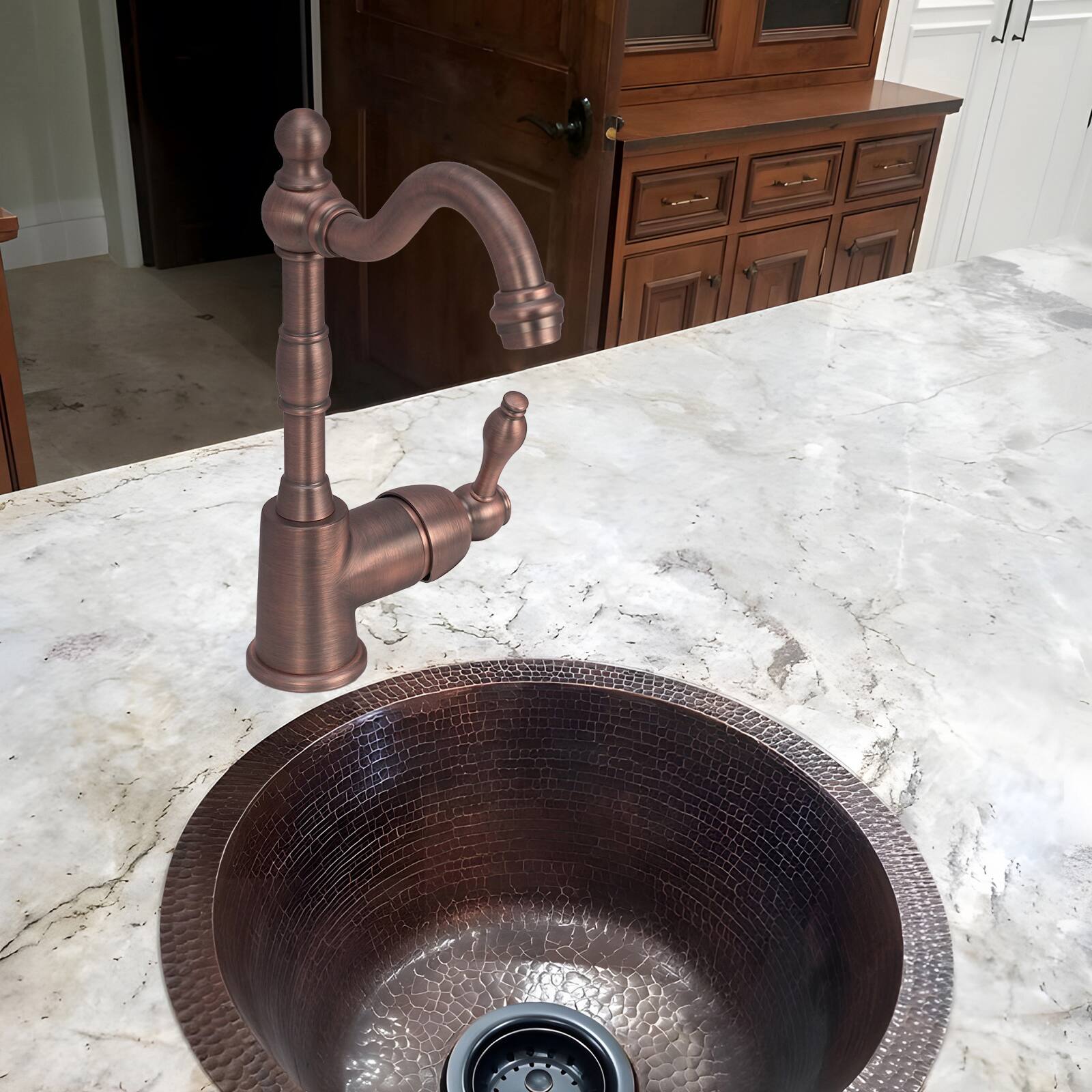 Alt View 4. Akicon - Akicon Solid Brass One-Handle Widespread Kitchen Bar Faucet in Antique Brass - Antique Brass.