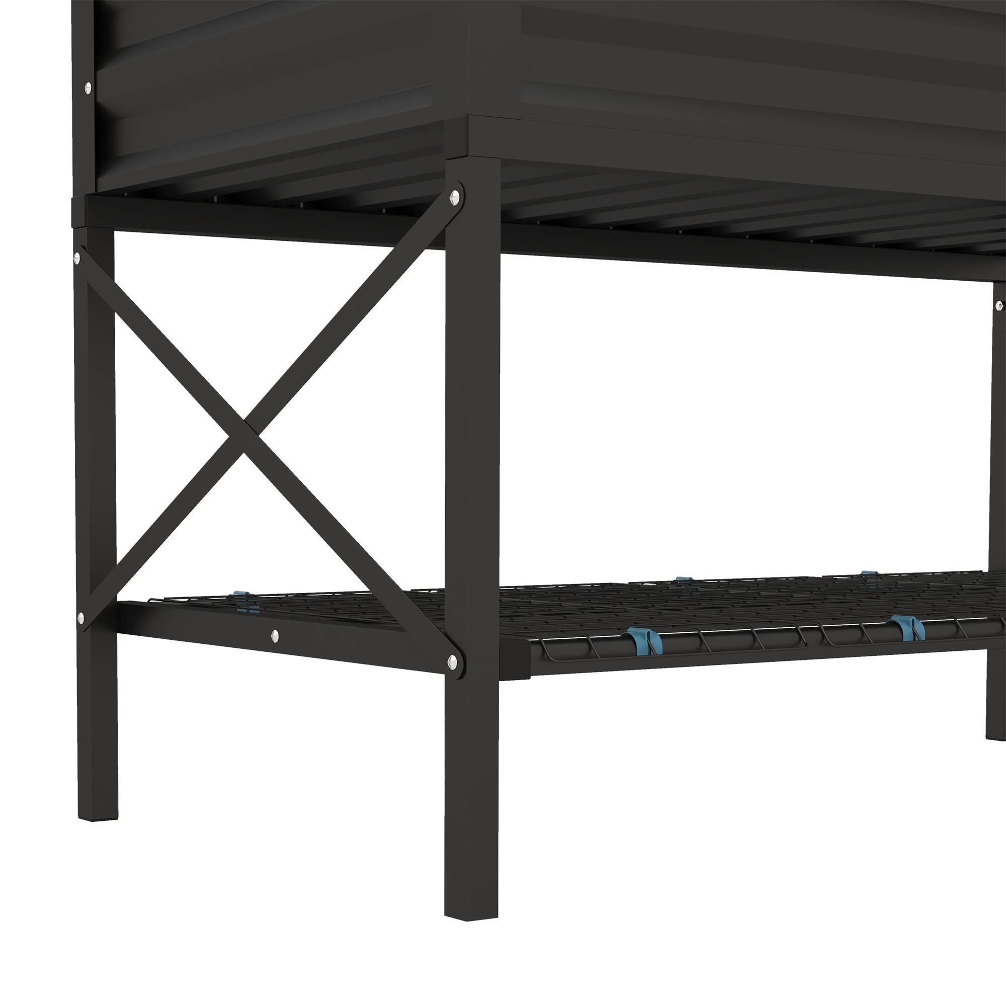 Alt View 8. Outsunny - Raised Garden Bed with Galvanized Steel Frame, Storage Shelf and Bed Liner, Elevated Planter Box with Legs - Black.