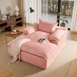 Ovios - 67'' Oversized Chaise Lounge Chair Sleeper Sofa with Deep Seat Indoor Chaise for Relaxing - Pink