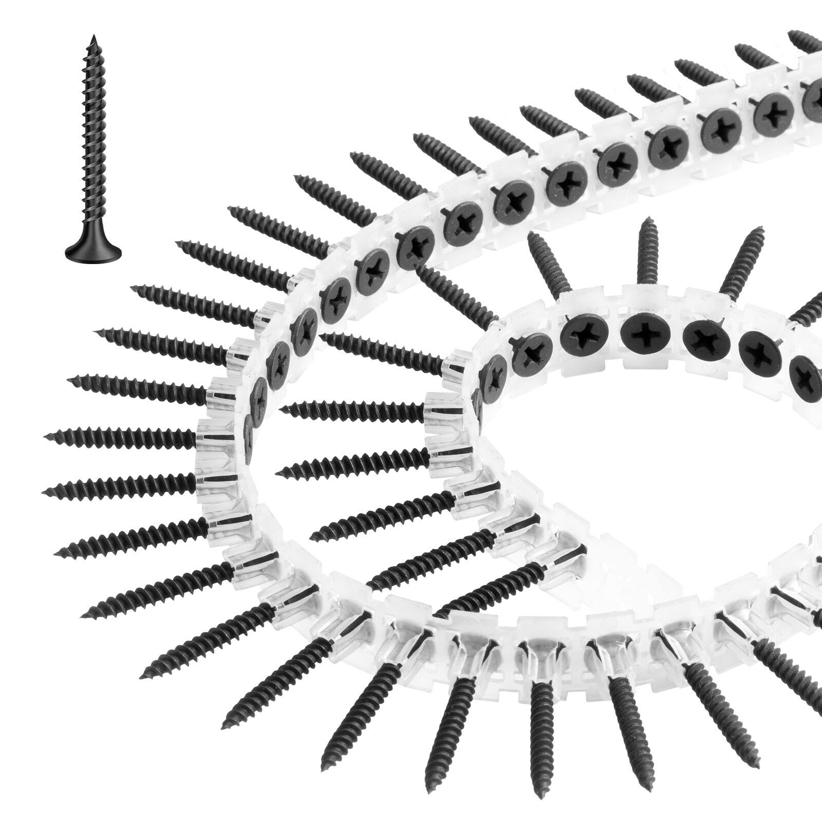 Front. VEVOR - Screws,#6 x 1-1/4 inch Length Drywall to Wood Collated Screw,All Purpose High-Hardness Alloy Steel Self Drilling Drywall - Black.