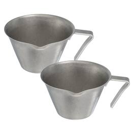 Unique Bargains - 2pcs Stainless Steel Espresso Cup, V-Shaped Mouth Measuring Cup with Handle Scale 3.4oz/100ml - Vintage