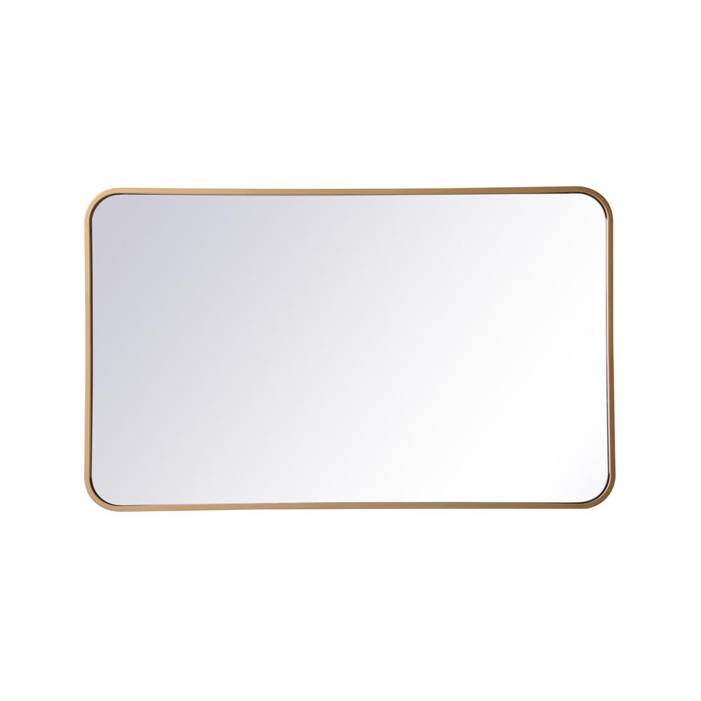 Alt View 2. Elegant Decor - Soft corner metal rectangular mirror 22x36 inch in Brass - Brass.