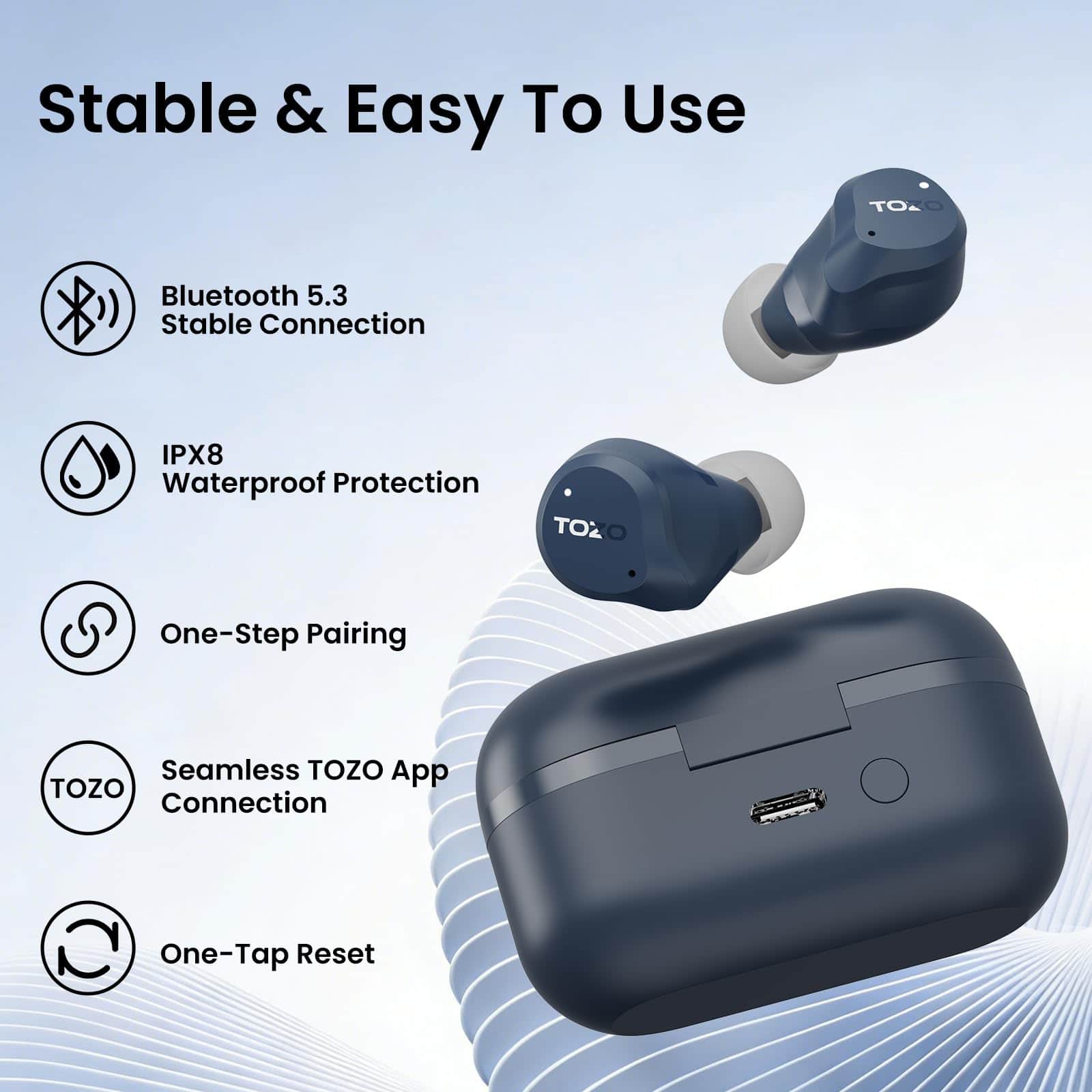 TOZO NC9 Active Noise Cancelling Bluetooth EarBud Wireless