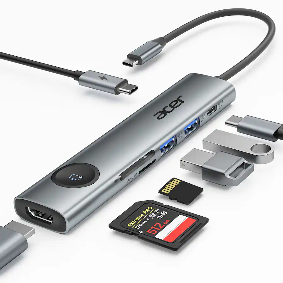 Acer USB C Hub, 7 in 1 4K@60Hz Type C to HDMI Adapter with 5Gbps USB 3. ...