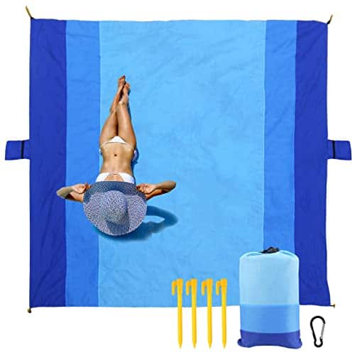 Reds Spade - Beach Blanket Sandproof Extra Large For 1-3 Adults / 1-8 Sand Free Mat Picnic Waterproof Oversized Lightwei - Blue 9x10ft (1～8 Person)