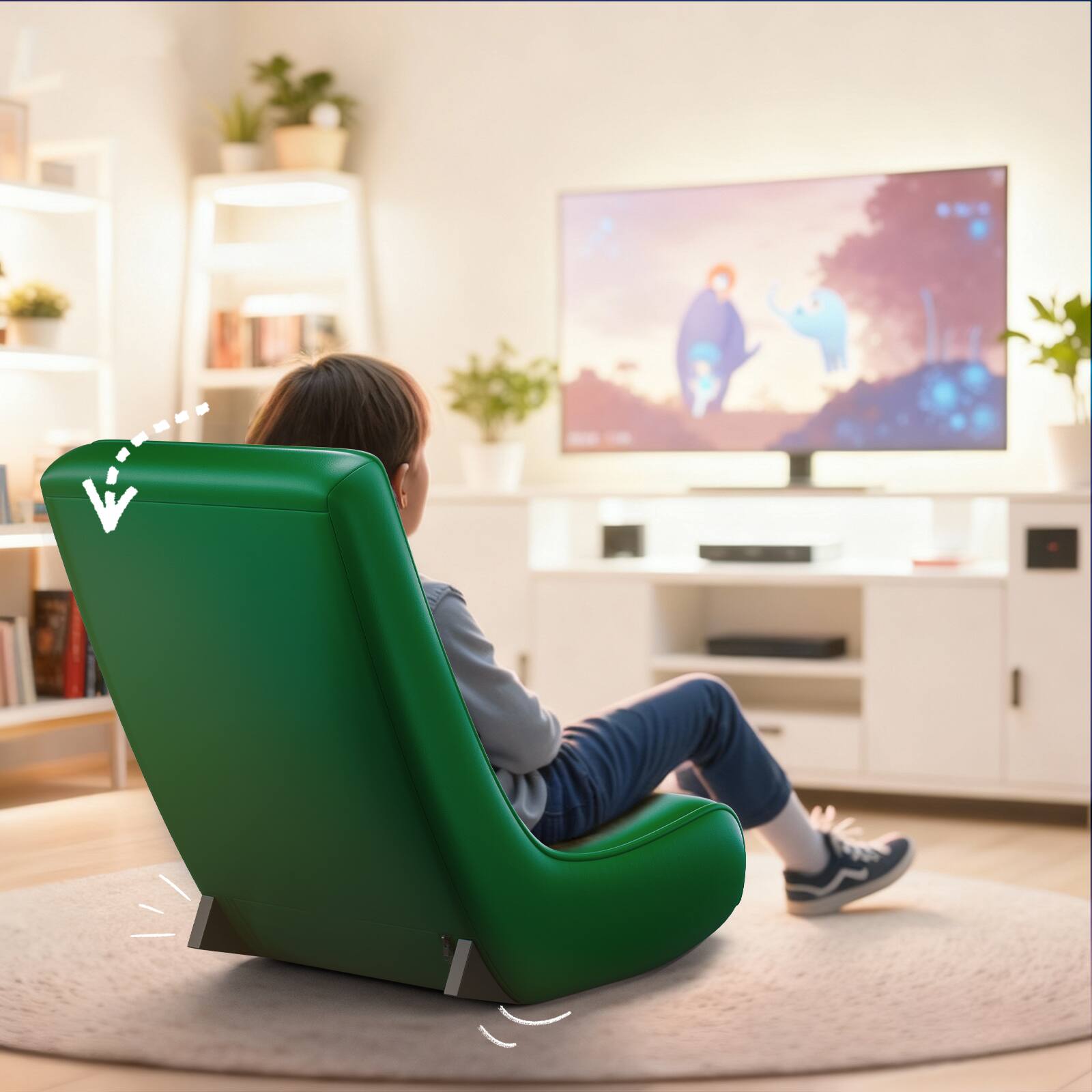 Alt View 2. GTPlayer - Gaming Floor Mat Rocking Chair with an angle limiter rocking floor mat gaming chair,Green Cat Pattern - Green.