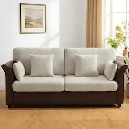 Dyonery - 78" 2-Seater PU Leather Sofa - Comfortable Memory Foam Couch with Wood Frame and Metal Legs, Easy Assembly - Dray