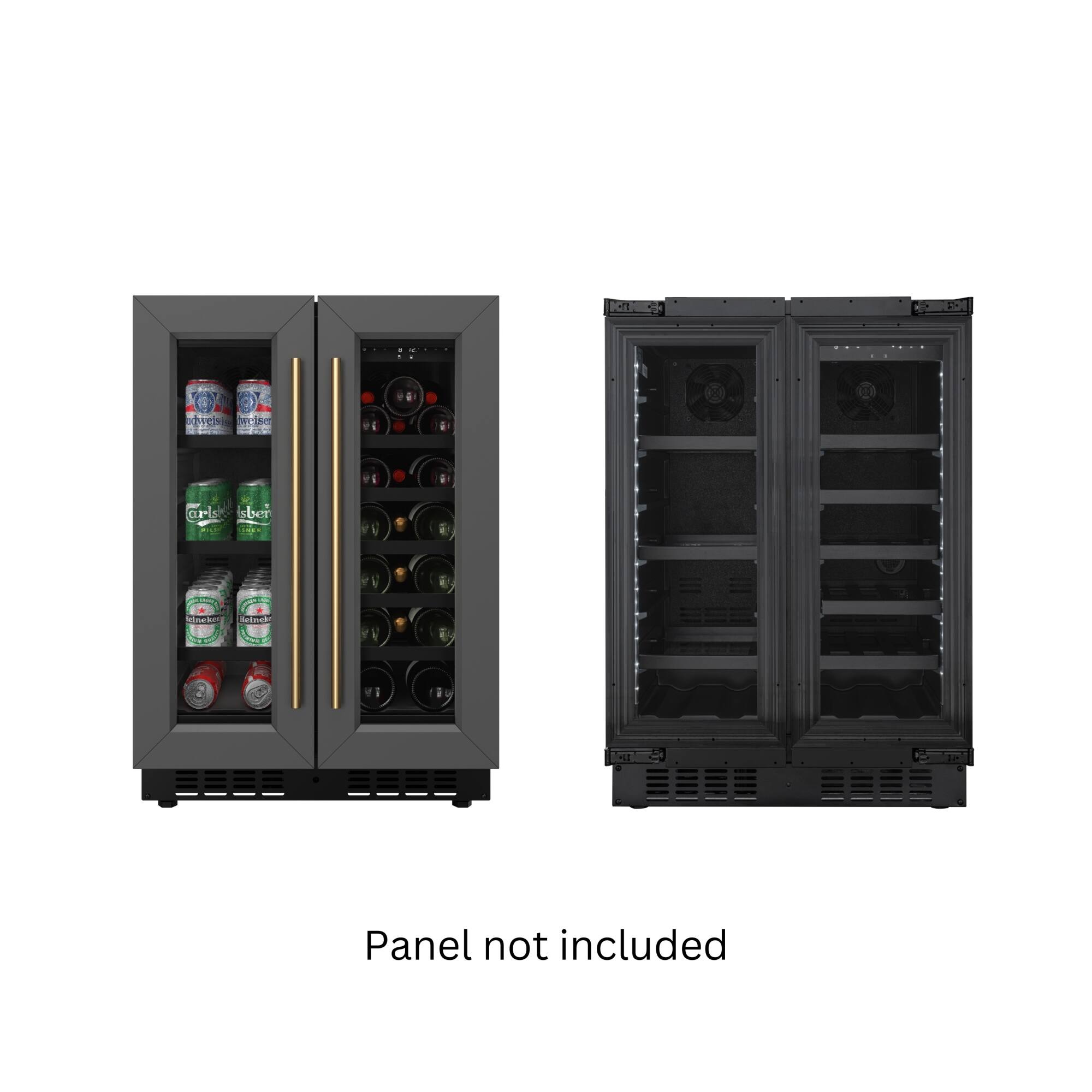 Koolmore - 24" French Door Panel-Ready Cooler, Dual Zone, 20 Bottles Right / 2.1 Cu. Ft. Left, Shelves - Black