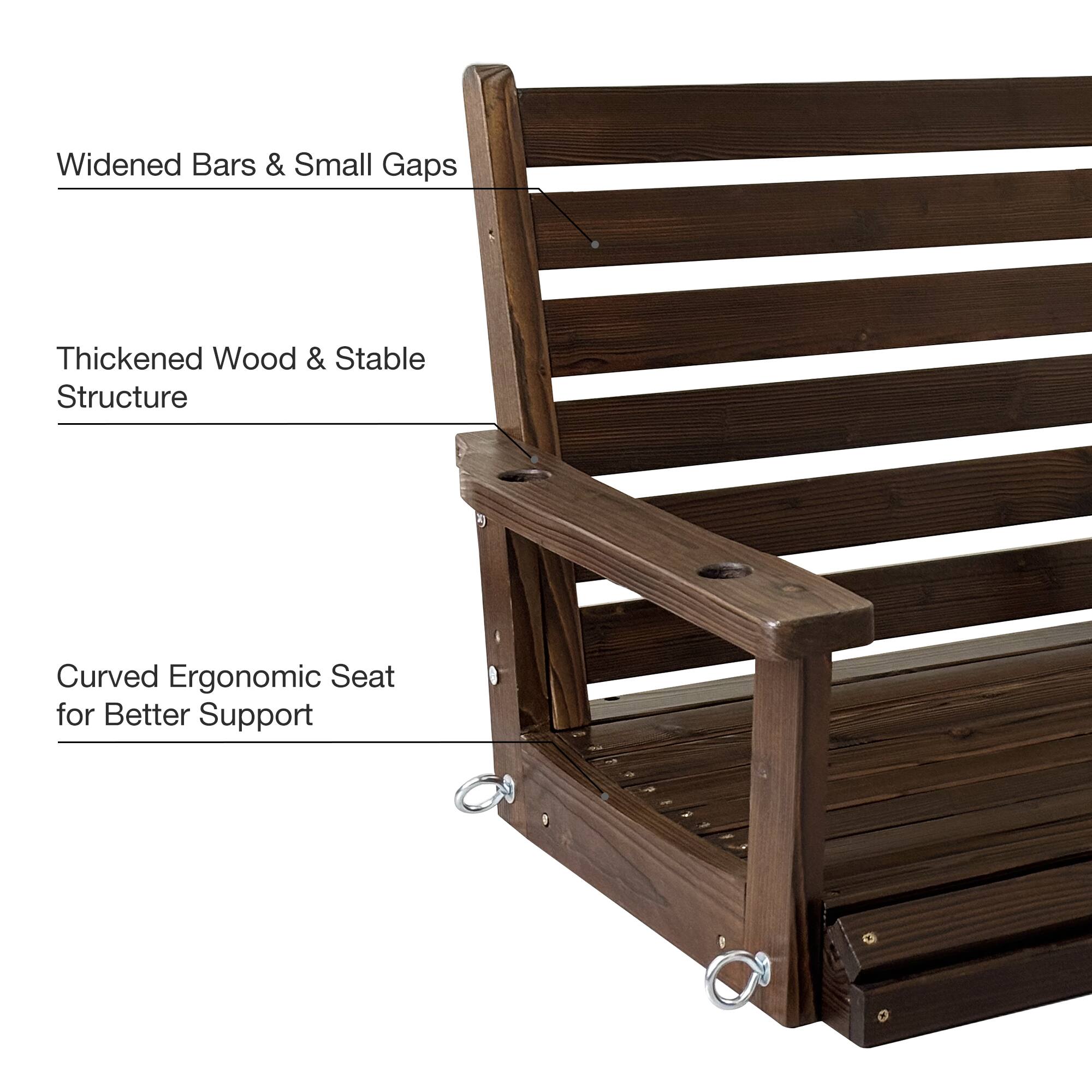 Widened Bars & Small Gaps  
Thickened Wood & Stable Structure  
Curved Ergonomic Seat for Better Support