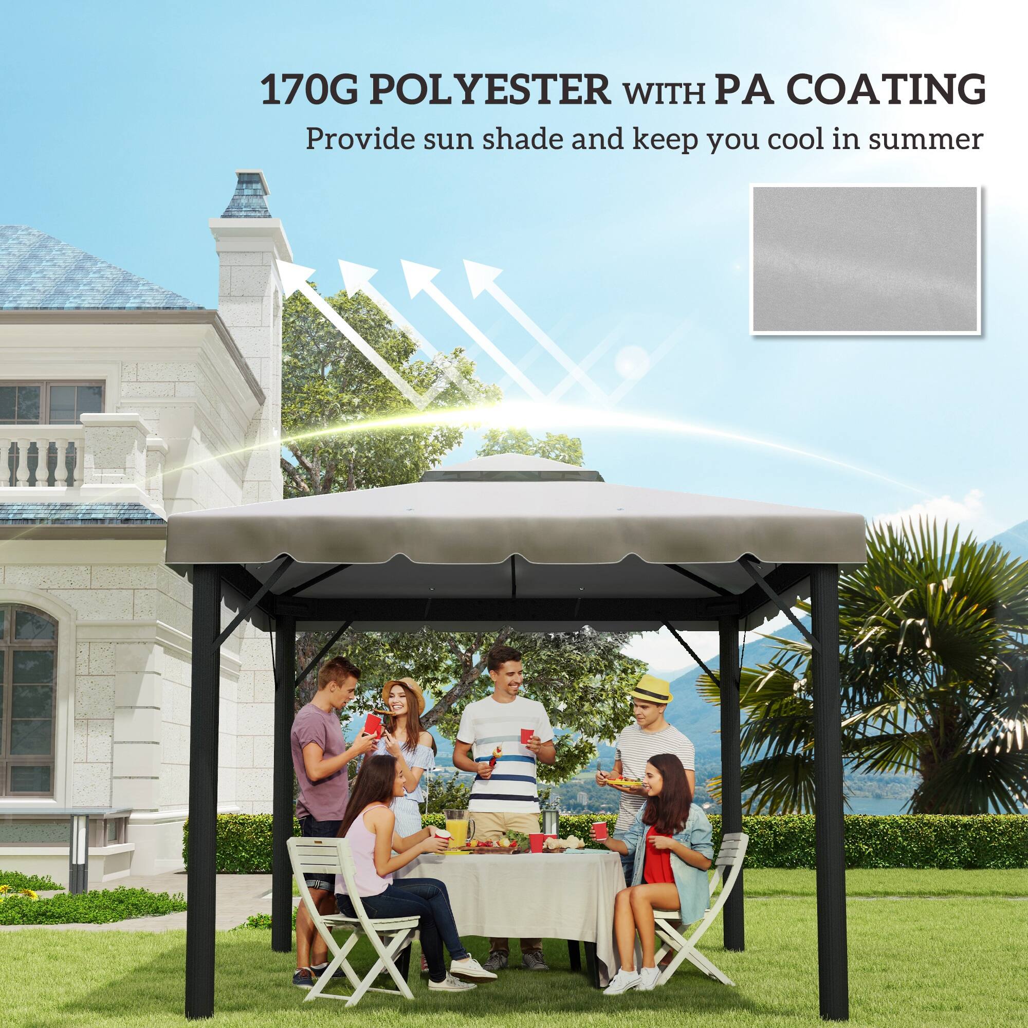 170G POLYESTER WITH PA COATING  
Provide sun shade and keep you cool in summer