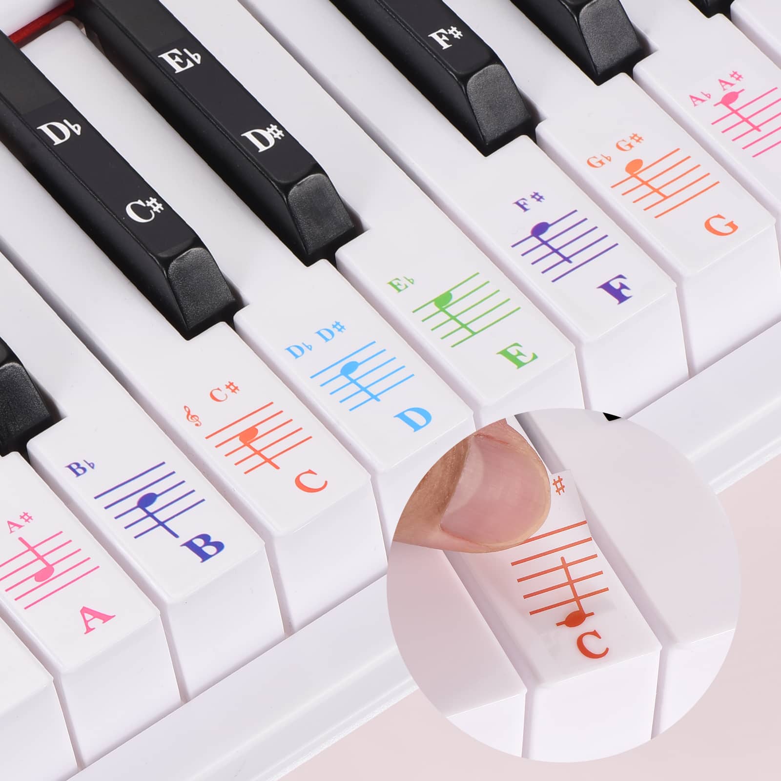 Unique Bargains - Piano Keyboard Stickers for Beginners Piano Stickers 88/76/61/54/49/37 Keys Removable Note Labels Leaves No Residue - Colorful price history on PriceWatchPro