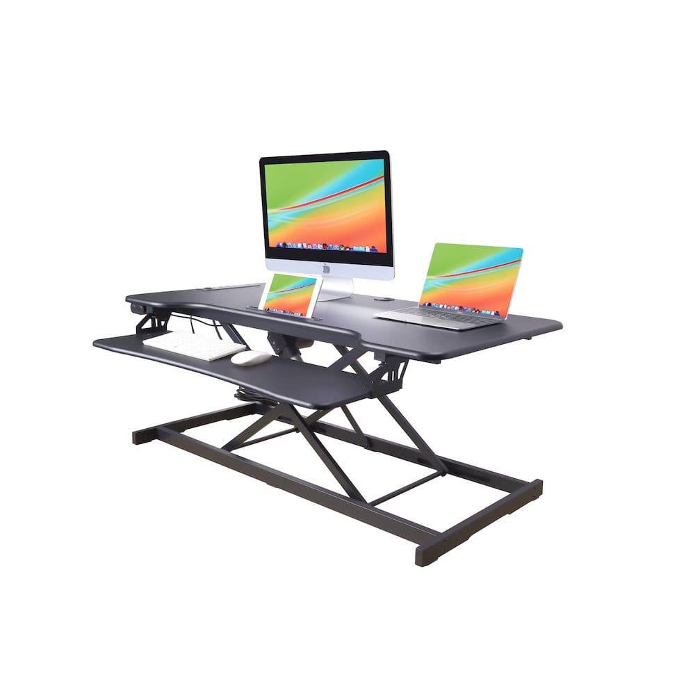 Rocelco - 46" Electric Standing Desk Converter with AC Outlet USB Charger - Black