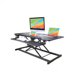 Rocelco - 46" Electric Standing Desk Converter with AC Outlet USB Charger - Black