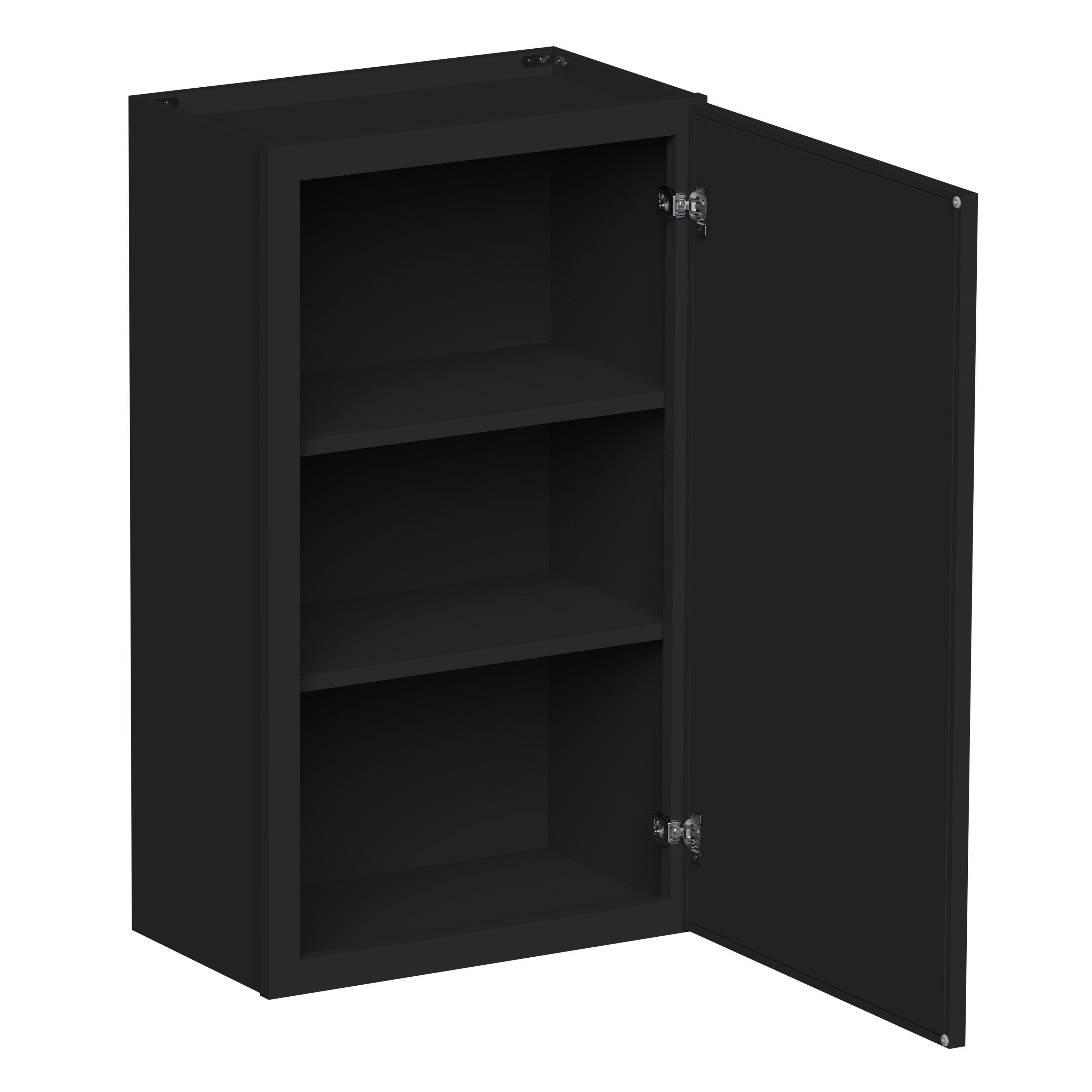 Angle. Boyel Living - 21-in W x 36-in H x 12-in D Shaker RTA Kitchen Wall Cabinet with Soft-Close - Black.