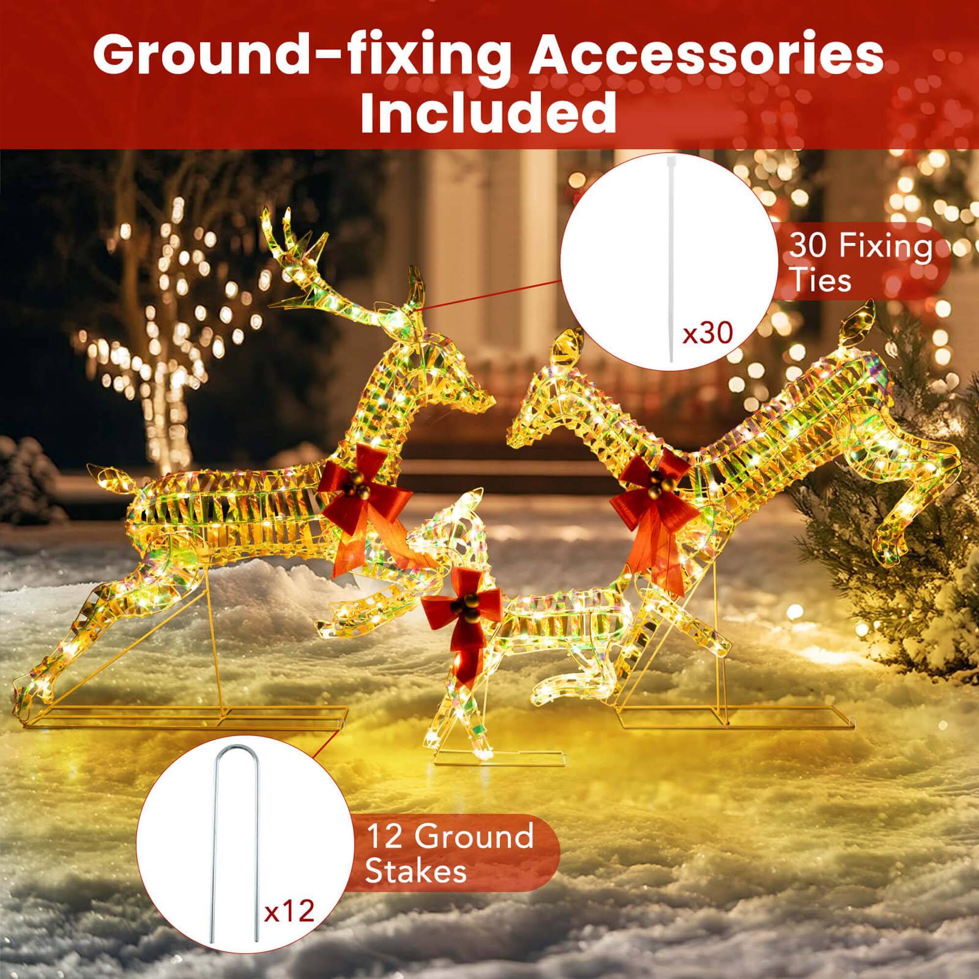 Ground-fixing Accessories Included: 30 Fixing Ties x30, 12 Ground Stakes x12.