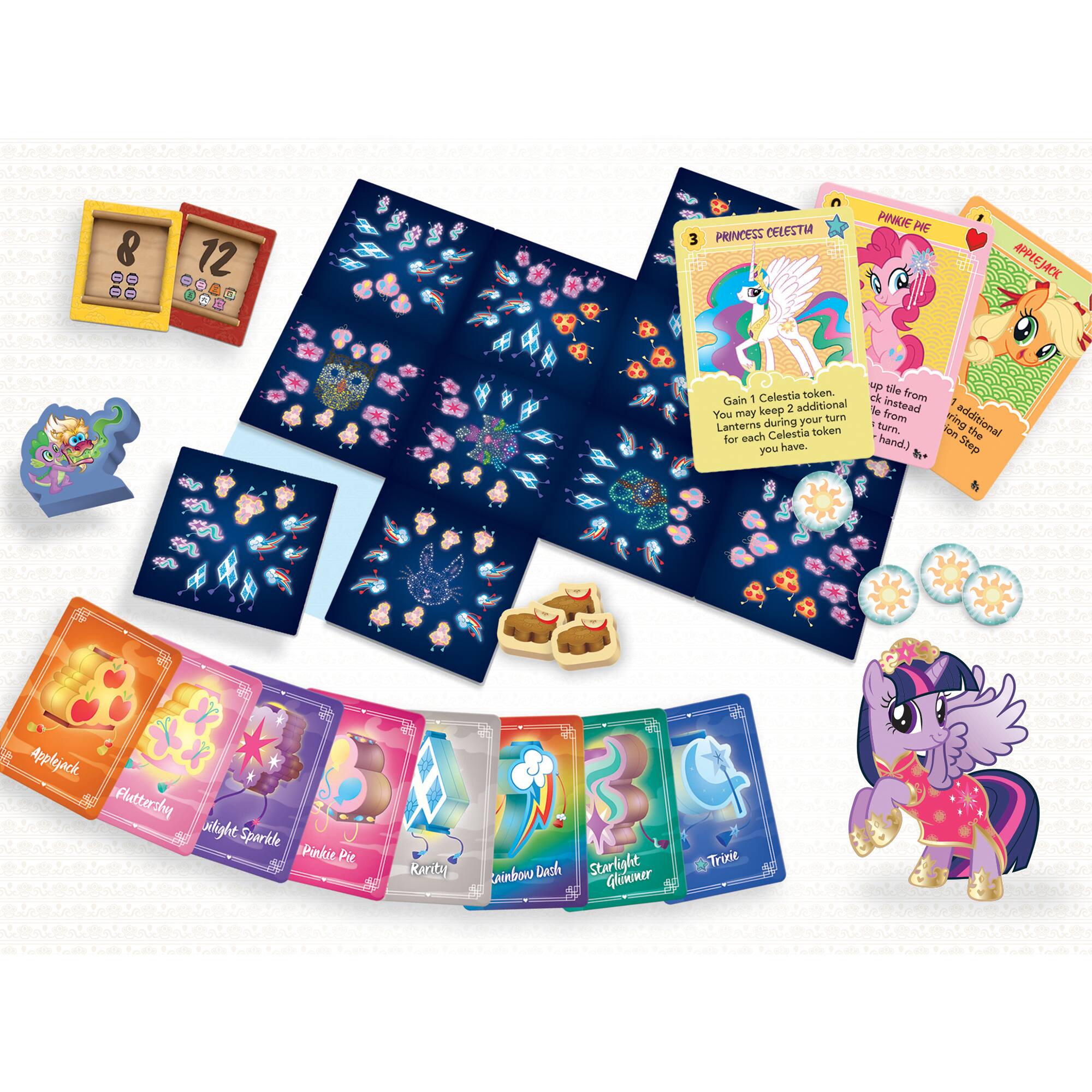 8 - 12 - 1 D a PRINCESS CELESTIA 3 PINKIE PIE APPLEJACK token. Gain 1 Celestia token. You may keep 2 additional Lanterns token during your turn. from ring additional Lanterns token turn. on for each Celestia the you have. hand.) Step Applejack Fluttershy Twilight Sparkle Pinkie Pie Rainbow Dash Starlight Glimmer Trixie
