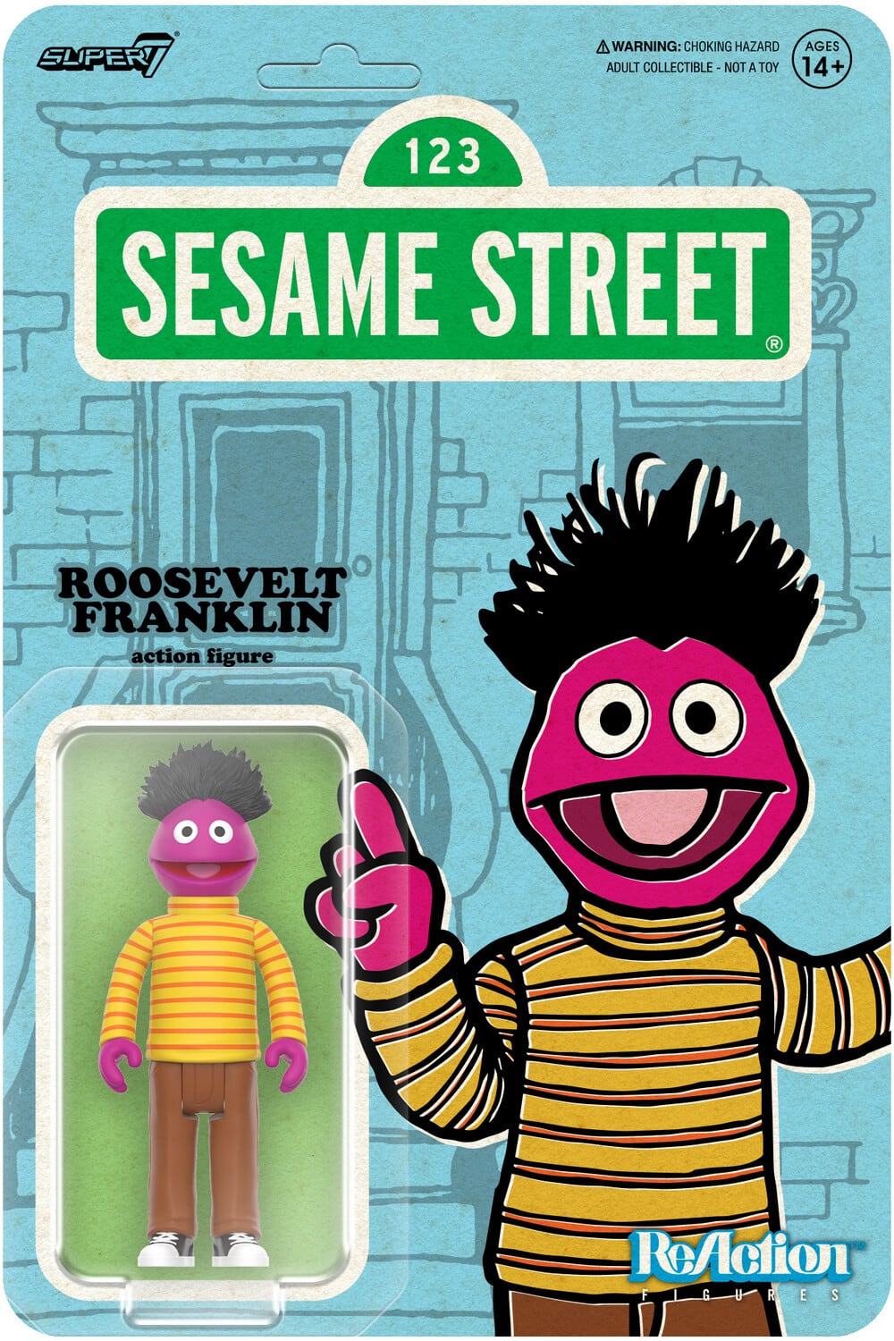 Super7 - Sesame Street - ReAction Wv4 - Roosevelt Franklin - COLLECTABLES - Multicolor