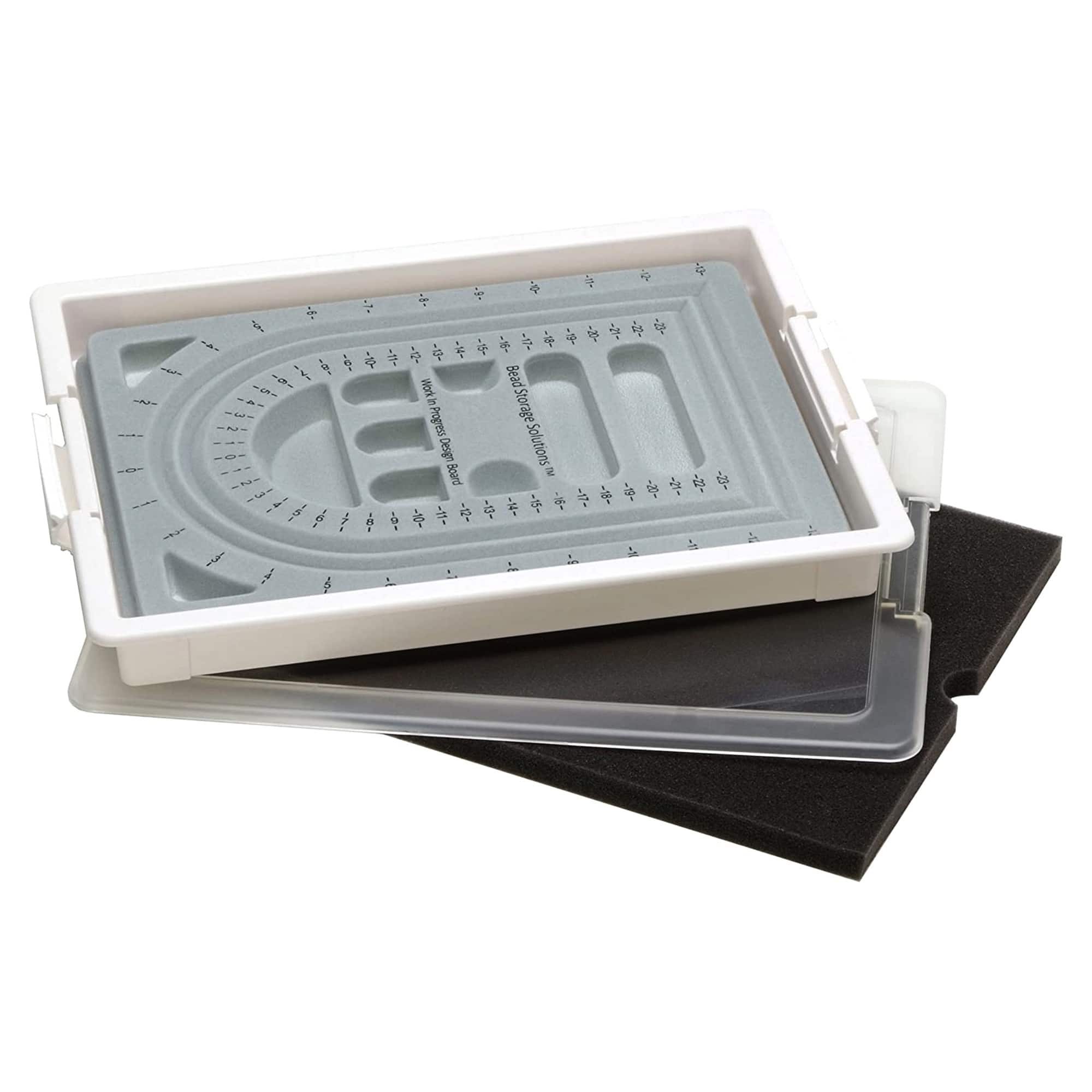 Bead Storage Solutions - Durable 4 Piece Work in Progress Bead Storage Tray, White - Clear and White