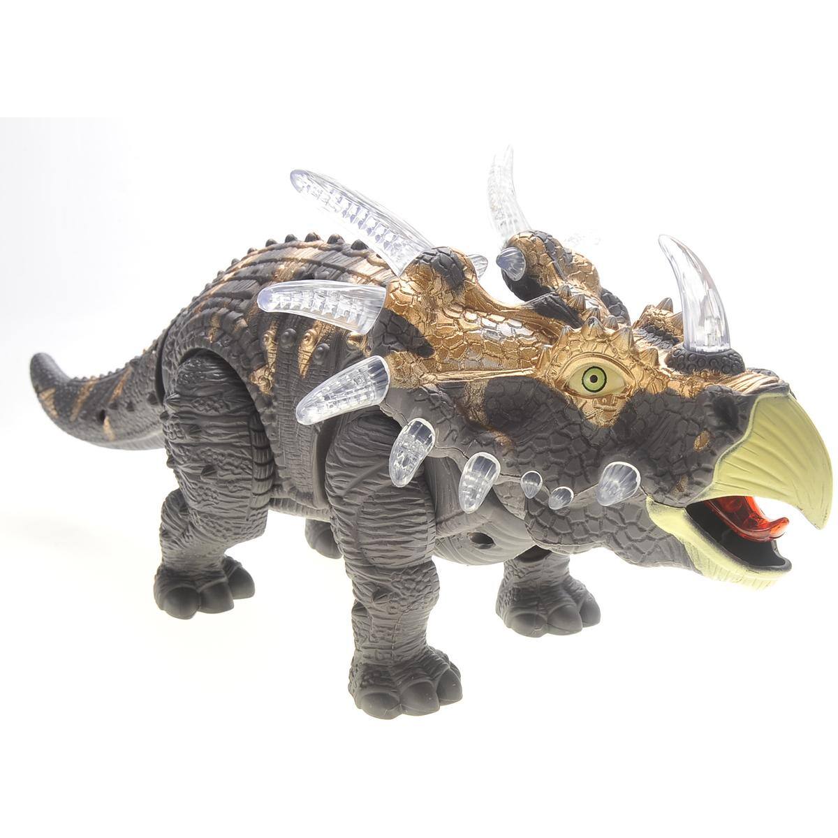 Back. JuzToys - Walking Triceratops Dinosaur Toy With Lights And Sounds, Gray - Gray.